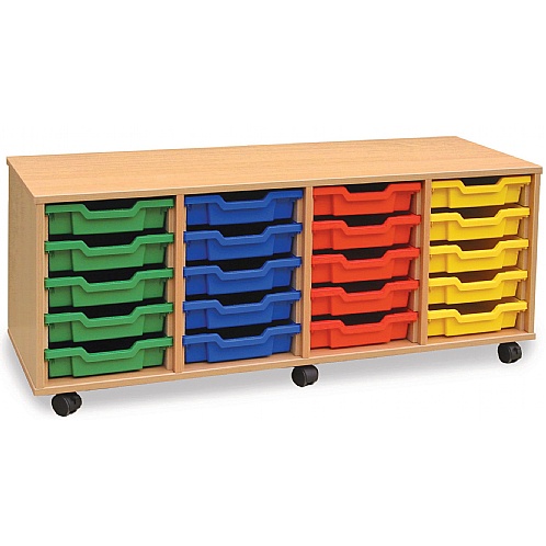 Tray Storage Unit with 20 Shallow Plastic Trays - School Furniture