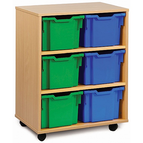 Tray Storage Unit with 6 Extra Deep Plastic Trays - School Furniture