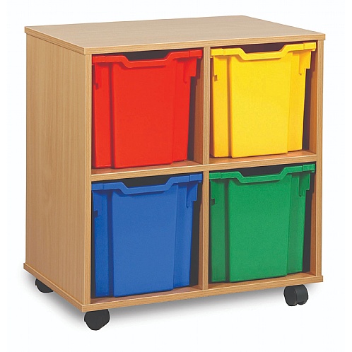 Tray Storage Unit with 4 Jumbo Plastic Trays - School Furniture