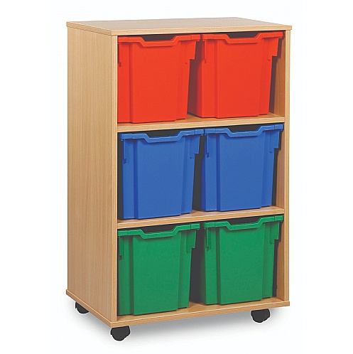 Tray Storage Unit with 6 Jumbo Plastic Trays - School Furniture