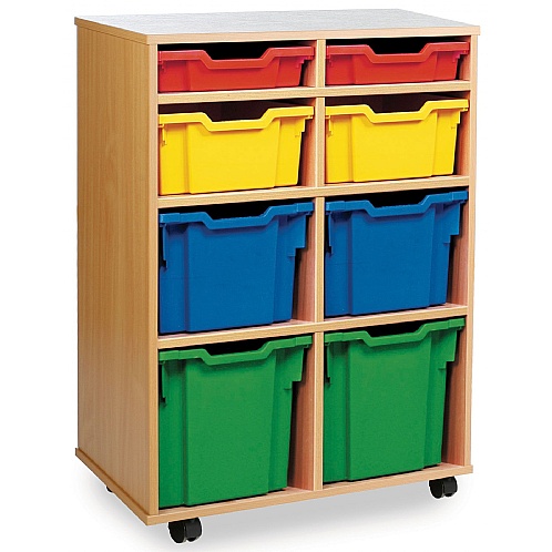 Tray Storage Unit with 8 Mixed Size Plastic Trays - School Furniture