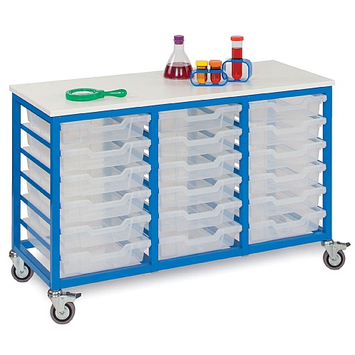 18 Tray Metal Storage Unit, Mobile - School Furniture