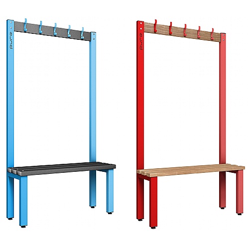 Pure Single Side Changing Room Bench Units with Hooks - School Furniture