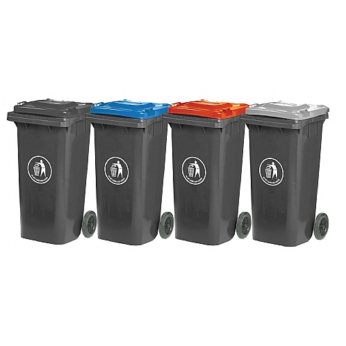 Wheelie Bins with Coloured Lids, 120 Litres - Site, Safety & Security