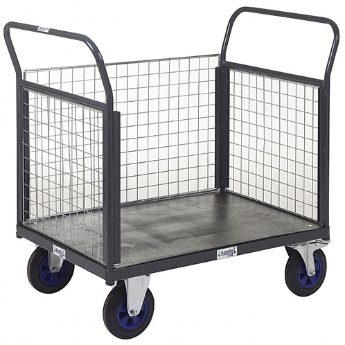 Heavy-Duty Platform Trucks, Three Mesh Sides - Storage and Handling