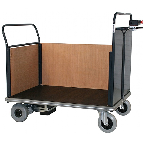 Powered Heavy-Duty Platform Truck, Single Steel End + Timber Side & End - Storage and Handling