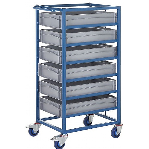 Mobile Tray Rack Trolley 6 x 120mm High Food Grade Containers - Storage and Handling