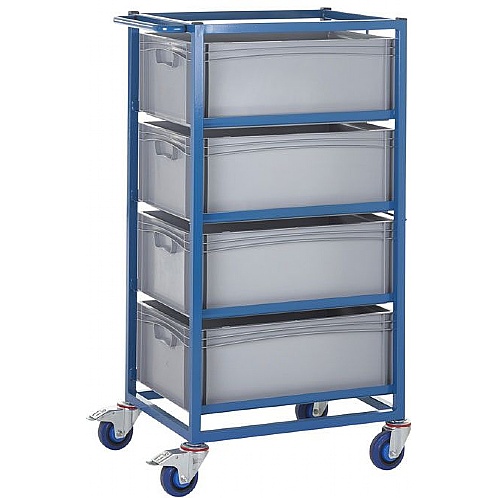 Mobile Tray Rack Trolley 4 x 220mm High Food Grade Containers - Storage and Handling