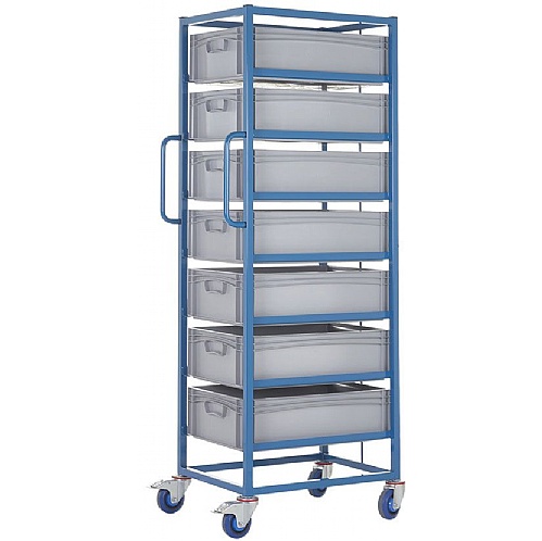 Mobile Tray Rack Trolley 7 x 170mm High Food Grade Containers - Storage and Handling