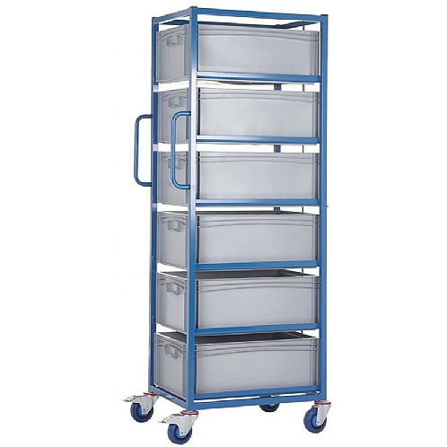 Mobile Tray Rack Trolley 6 x 220mm High Food Grade Containers - Storage and Handling