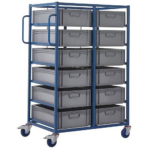 Mobile Tray Rack Trolley 12 x 170mm High Food Grade Containers - Storage and Handling