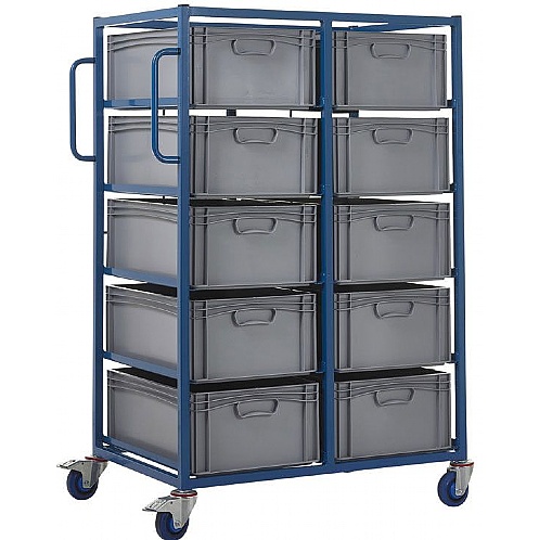 Mobile Tray Rack Trolley 10 x 220mm High Food Grade Containers - Storage and Handling