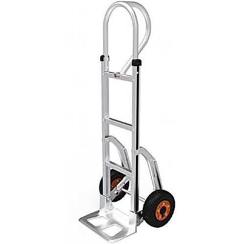 Aluminium P Handle Sack Truck, Fixed Open Toe and Sliders, 200kg - Storage and Handling