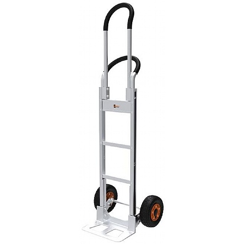 Aluminium High Back Pram Handle Sack Truck, Fixed Open Toe, 200kg - Storage and Handling