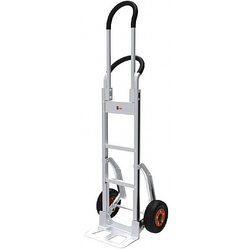 Aluminium High Back Pram Handle Sack Truck with Sliders, 200kg - Storage and Handling