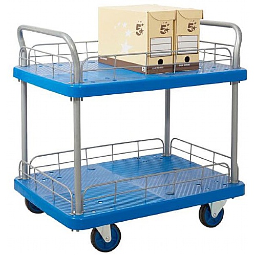 Shelf Trolley with Two shelves and Wire Surround, 300kg - Storage and Handling