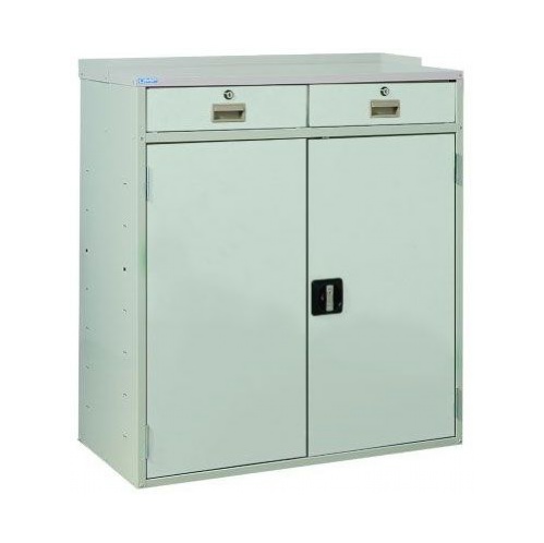 Flat Top Workstation Cupboard with Two Drawers - Storage and Handling