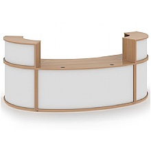 Denver Large Curved Reception Desk, Beech/White