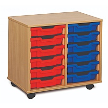 Storage Unit with 12 Shallow Plastic Trays