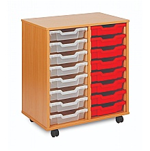 Storage Unit with 16 Shallow Plastic Trays