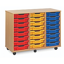 Storage Unit with 24 Shallow Plastic Trays