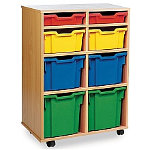 Tray Storage Unit - Mobile With 8 Mixed-Size Plastic Trays