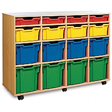 Tray Storage Unit - Tall & Mobile, 16 Mixed-Size Plastic Trays