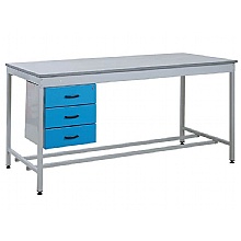 Workshop Bench: Robust With a 3-Drawer Locking Pedestal