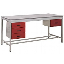 Workshop Bench With 1 Drawer and 3-Drawer Pedestal