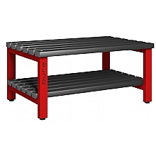 double-sided cloakroom bench black polymer slats