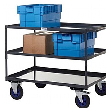 Heavy duty shelf trolley, 3 steel shelves