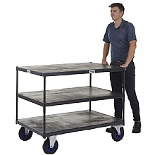 Heavy Duty Shelf Trolley, 3 wooden shelves