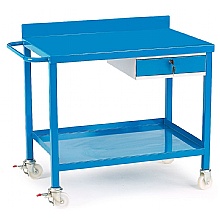 Mobile Workbench, Steel Top, Single Drawer