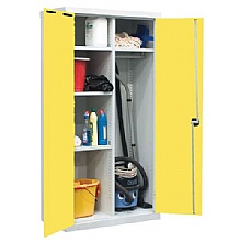 Yellow cupboard adjustable shelves central divider
