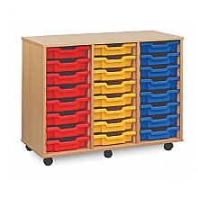 School Tray Storage Unit, 24 Shallow Gratnell Trays, Mobile