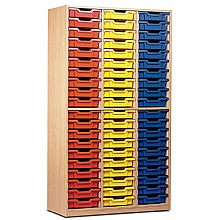 Tray Storage Unit - Cabinet with 60 Shallow Plastic Trays