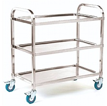 Stainless Steel Shelf Trolley, 100kg, 2 or 3 Shelves, Braked Castors